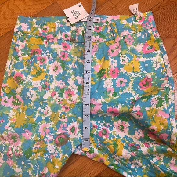 Zara High-Waisted Retro Floral Kick Flare Linen Pants Disco Cottagecore Sz 4